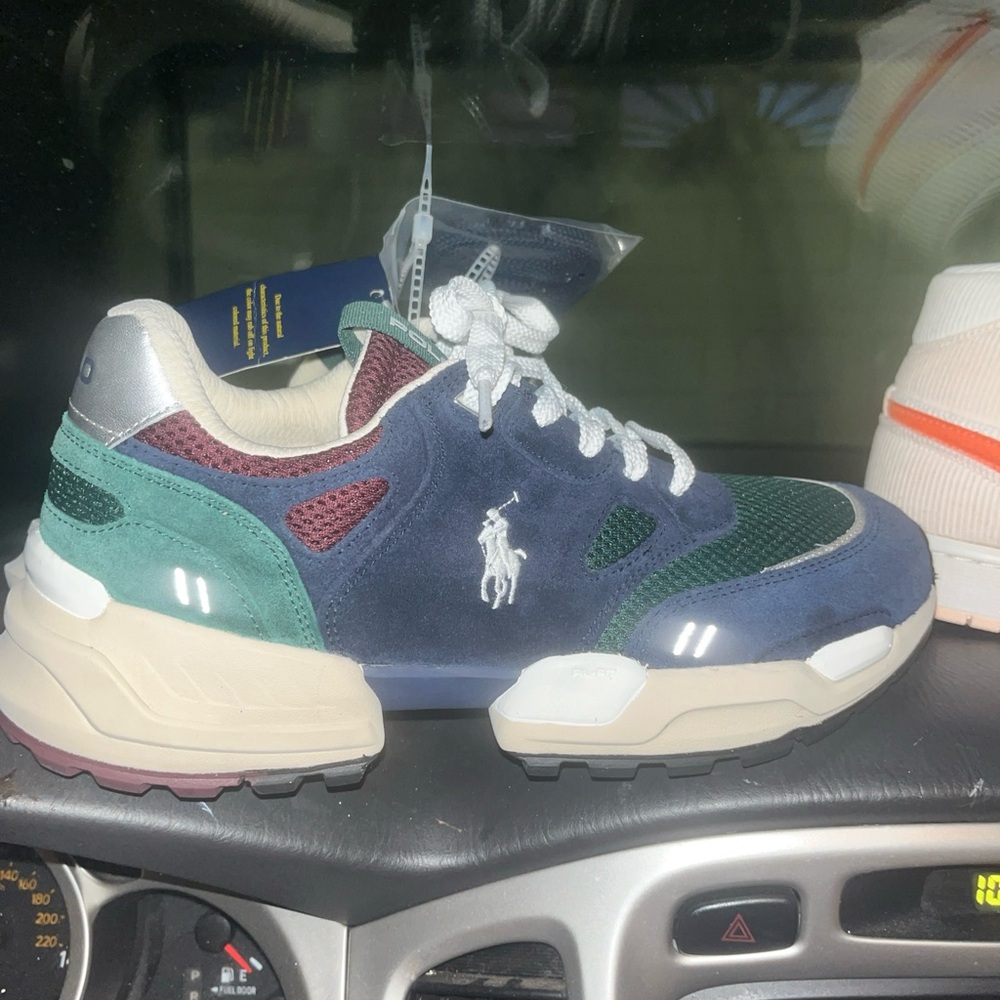 Polo by Ralph Lauren Navy, Green & Teal Suede Mesh Sneaker
